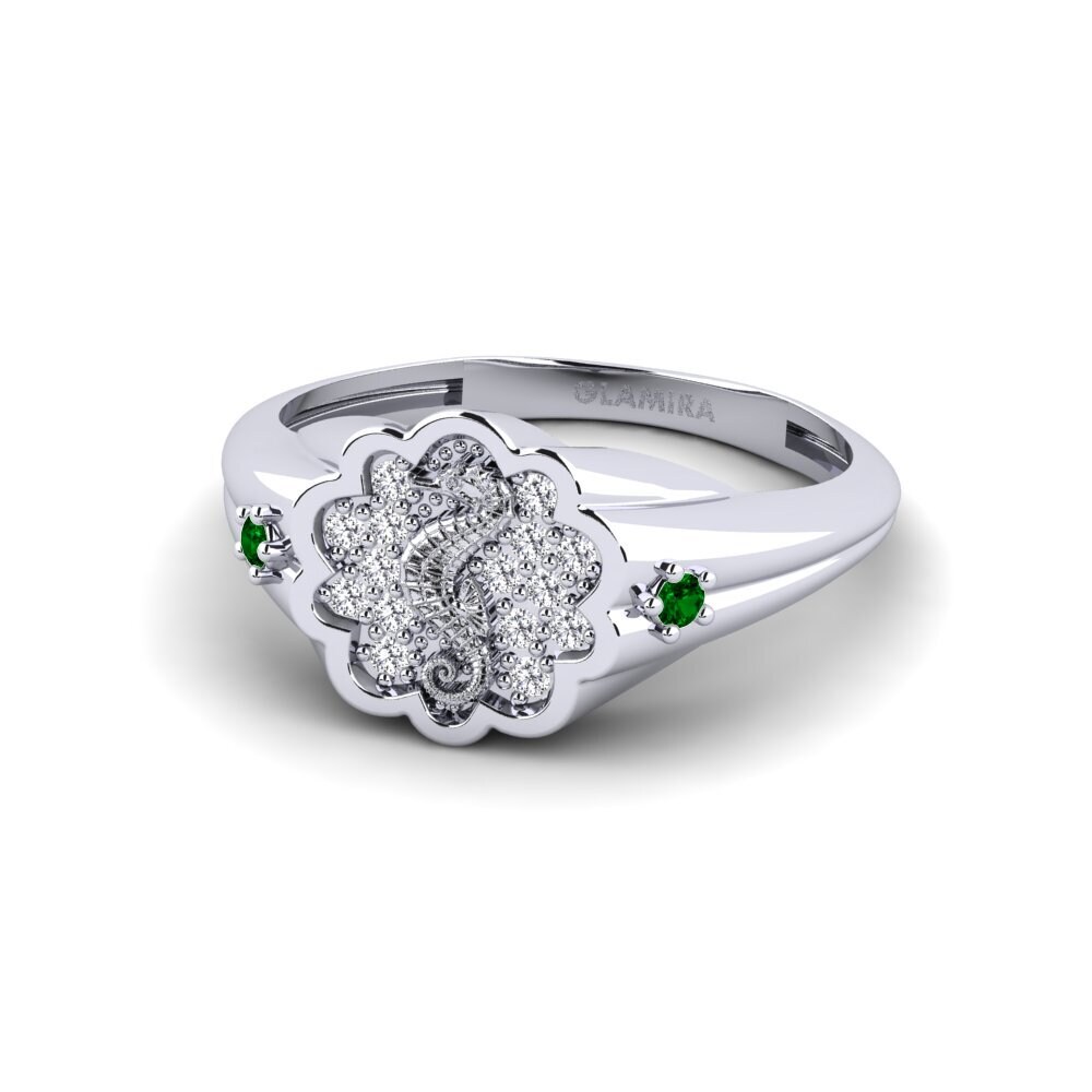 950 Palladium Green Zirconia Ring Surridenti