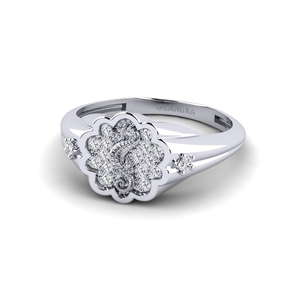 14k Oro Blanco Anillo Surridenti