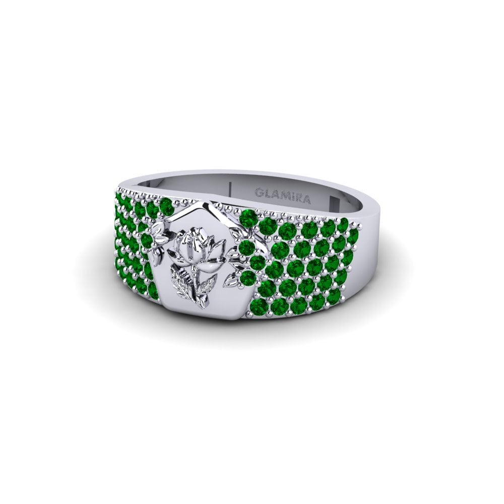 950 Palladium Green Zirconia Ring Trabalho