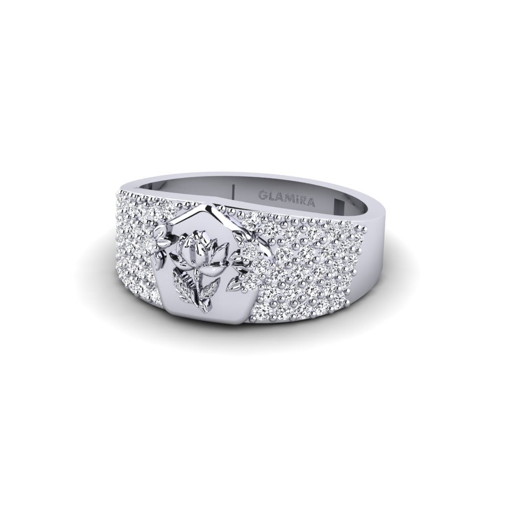14k Oro Blanco Anillo Trabalho