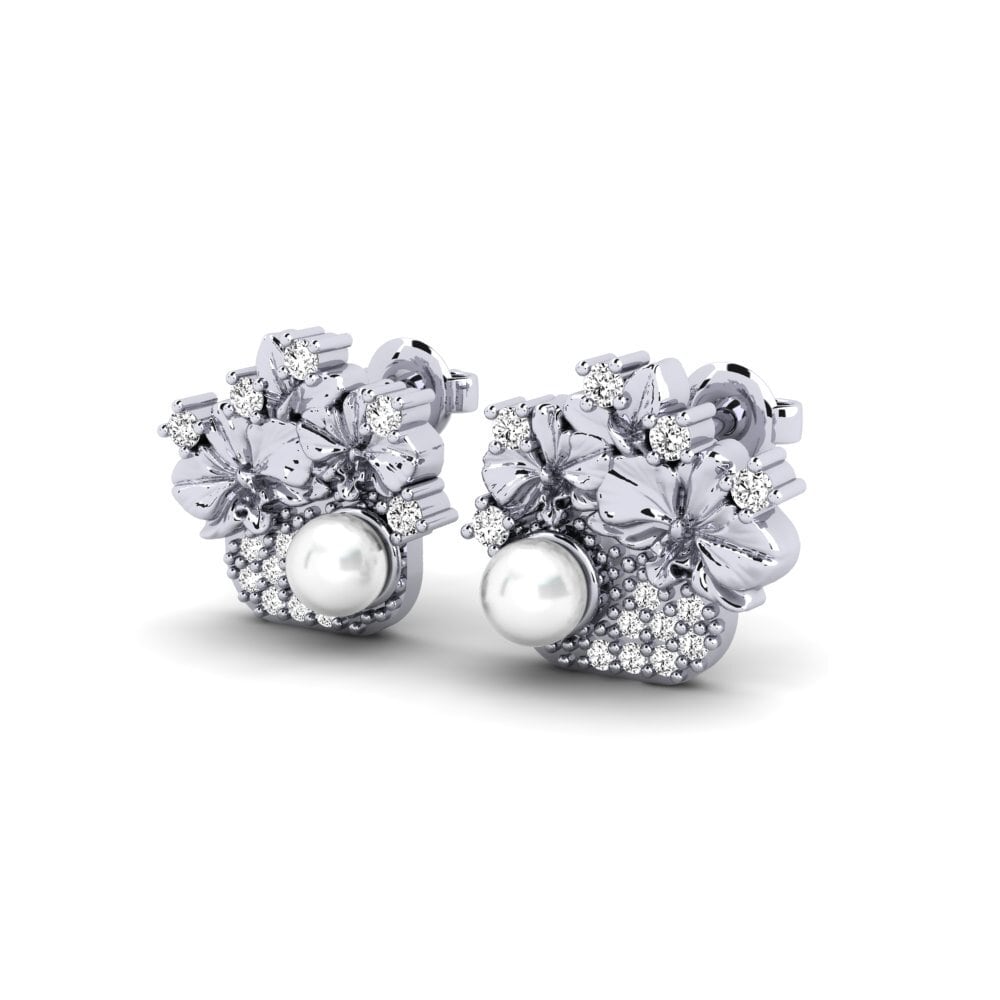 9ct White Gold Moissanite Women's Earring Valea