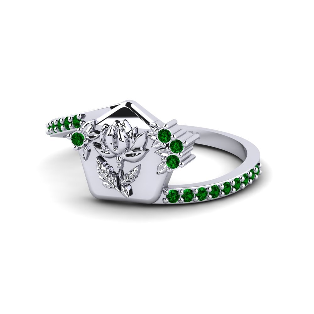 950 Palladium Green Zirconia Ring Varslighet