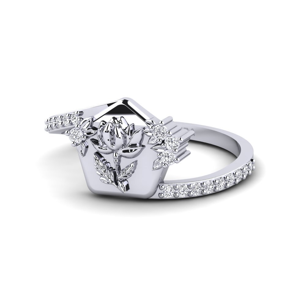 14k Oro Blanco Anillo Varslighet