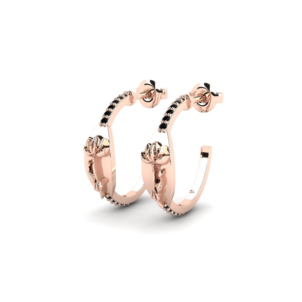 14ct Rose Gold Black Sapphire Women's Earring Velatura