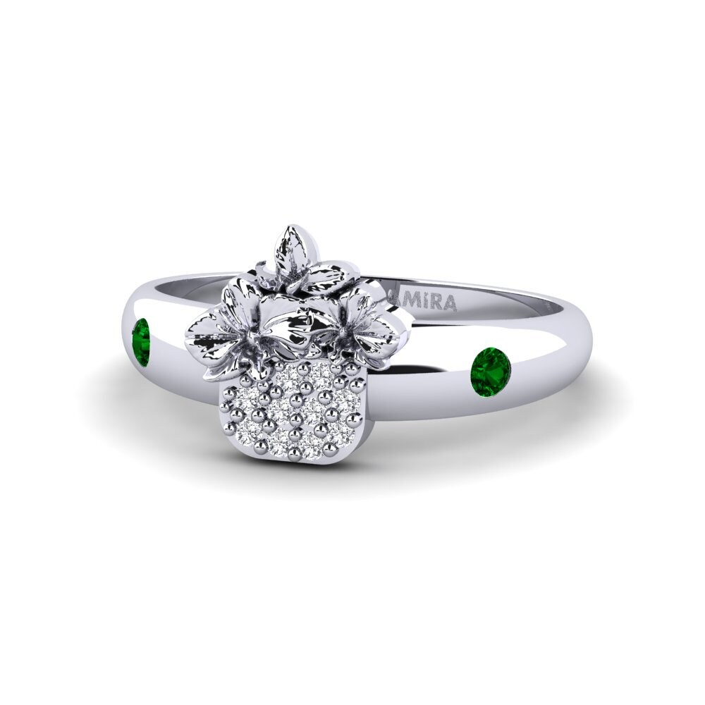 950 Palladium Green Zirconia Ring Veloria