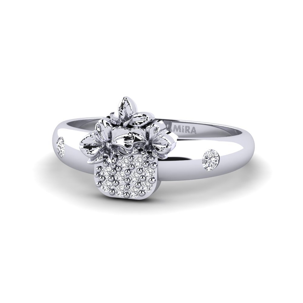 14k Oro Blanco Anillo Veloria