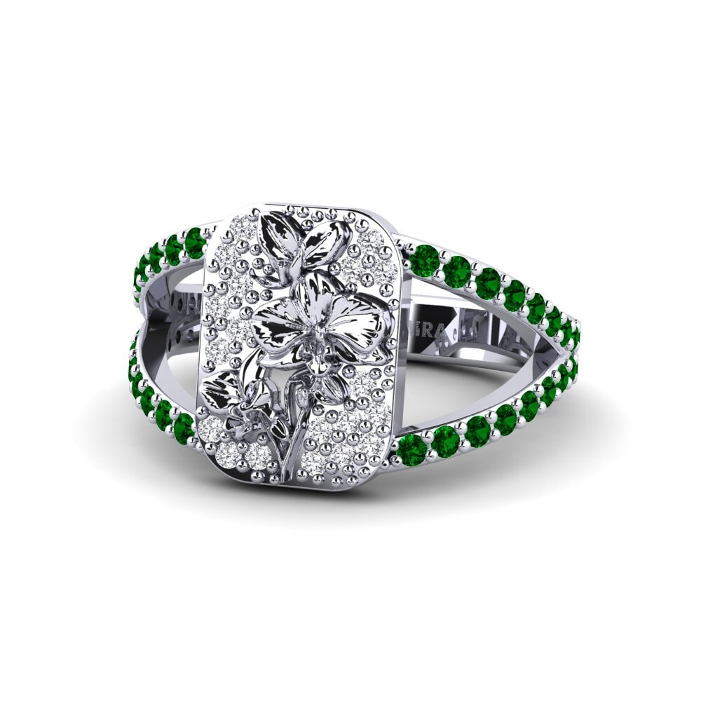 950 Palladium Green Zirconia Ring Vielle