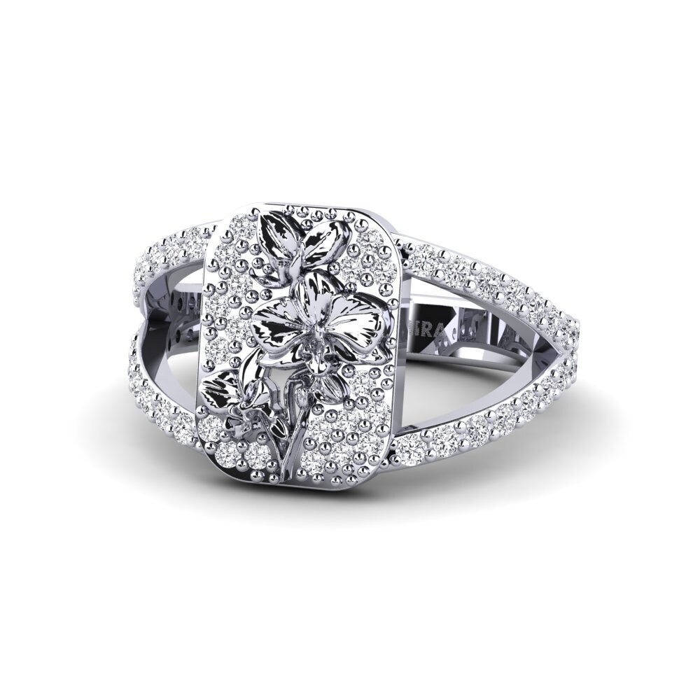 14k Oro Blanco Anillo Vielle