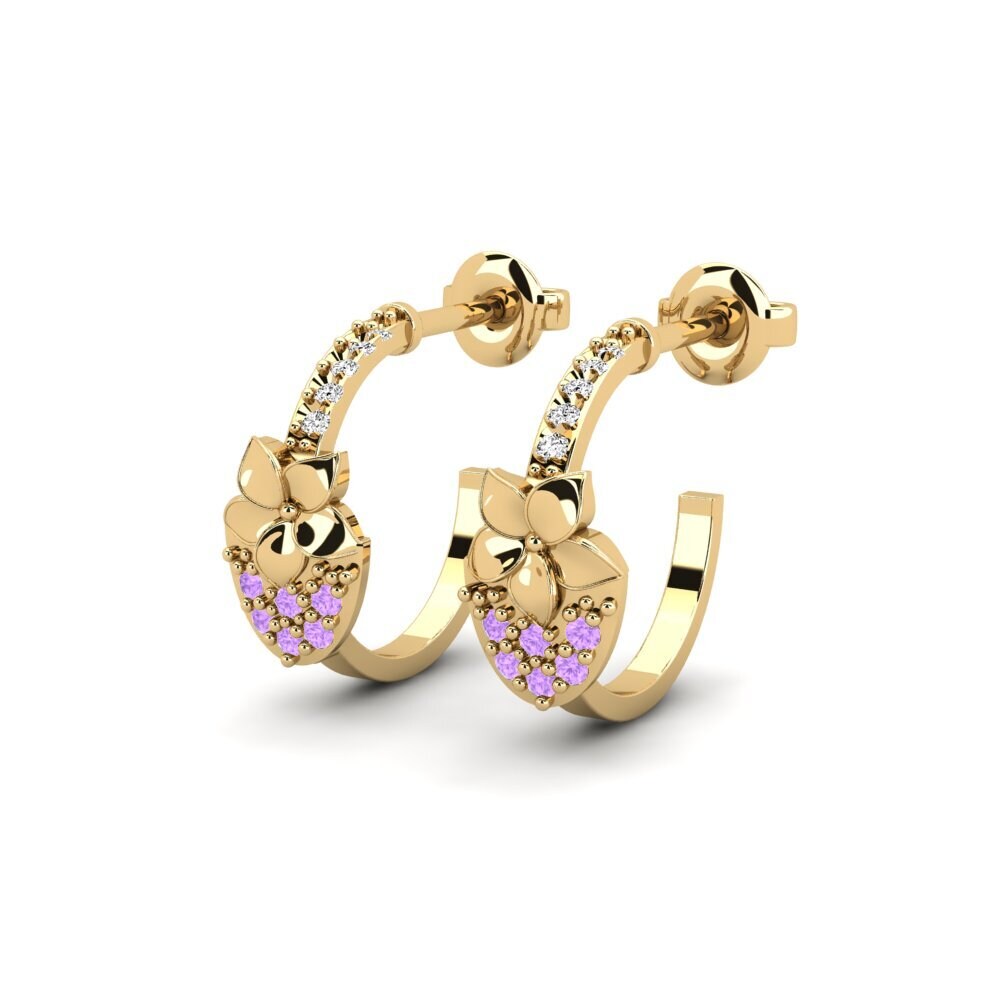 Round Amethyst Women's Earring Washine