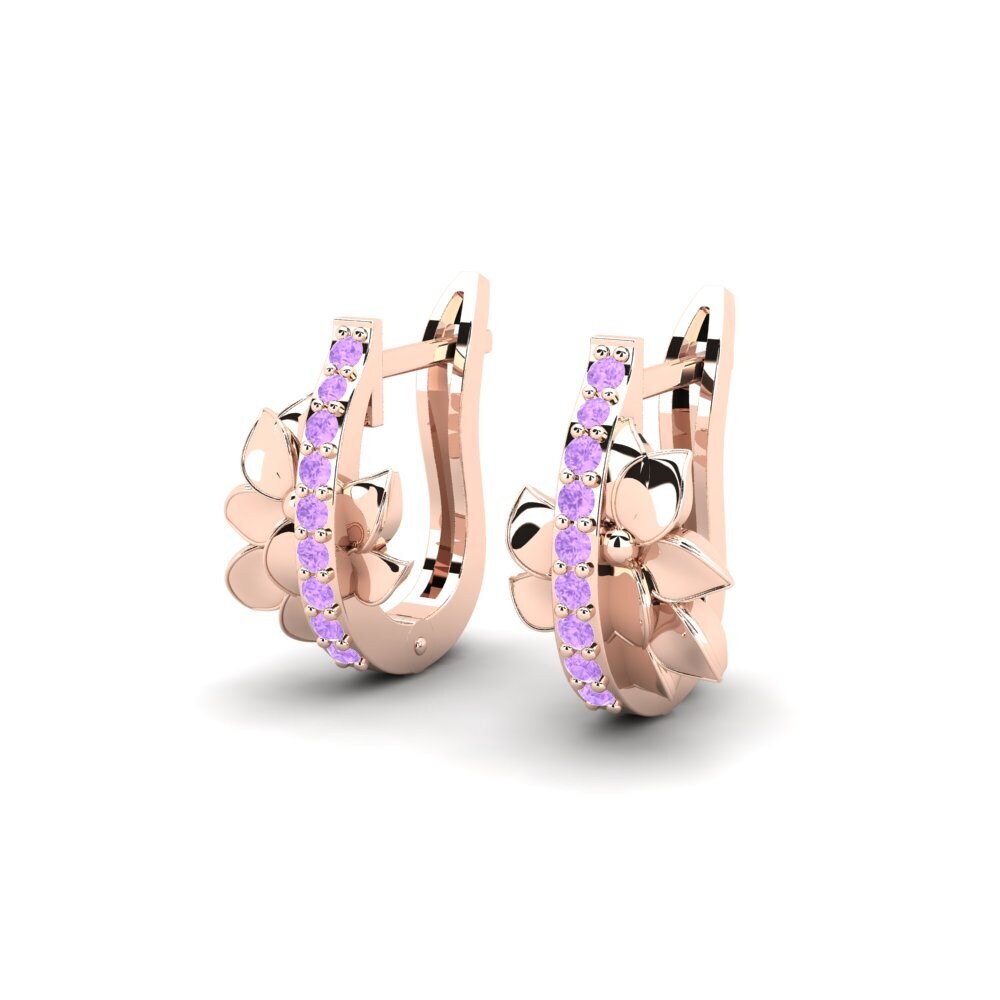 18k Oro Rosa Amatista Pendiente de mujer Waverly