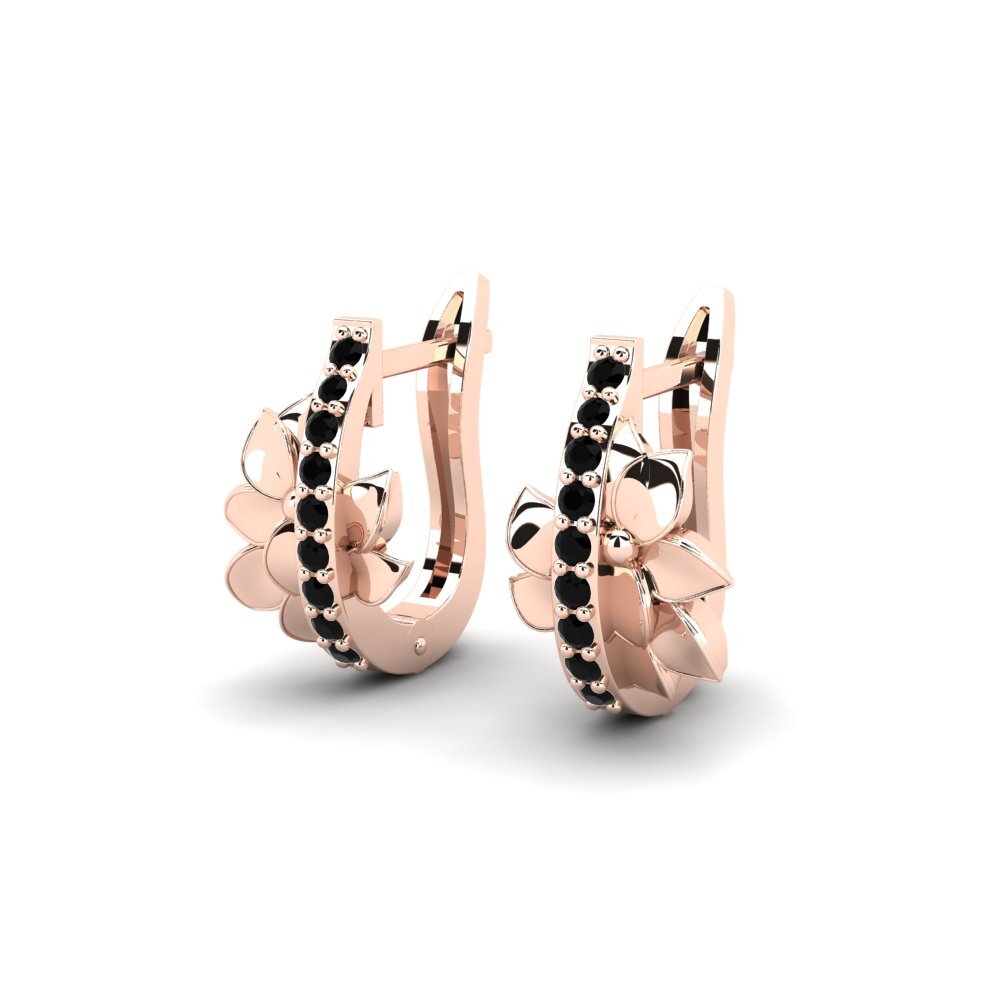 14ct Rose Gold Black Sapphire Women's Earring Waverly
