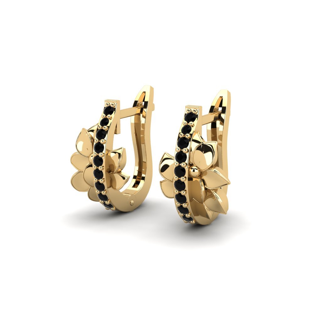 Saphir noir Boucle d'oreille femme Waverly