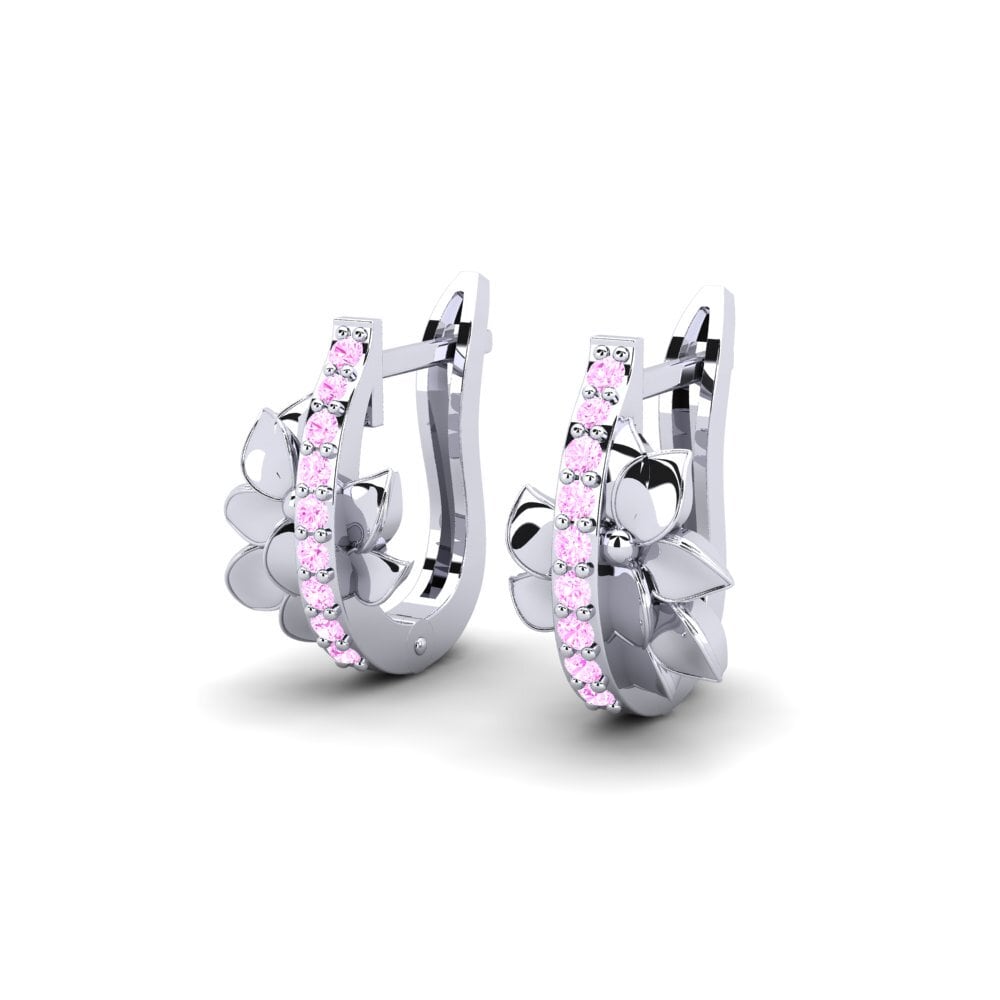 Palladium 950 Saphir Rose Boucle d'oreille femme Waverly