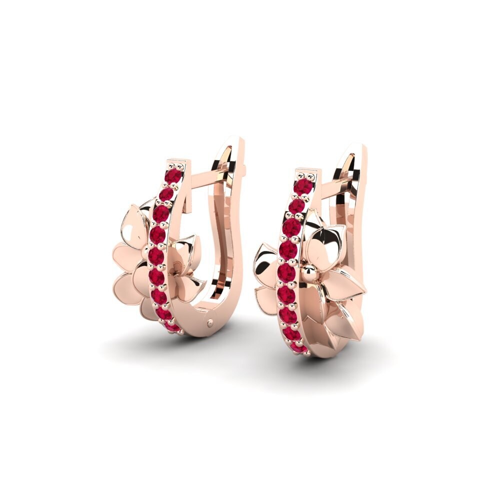 18k Oro Rosa Rubí Pendiente de mujer Waverly