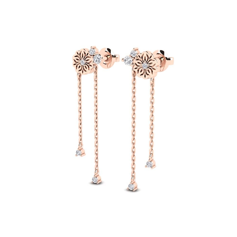 14k Oro Rosa Pendiente de mujer Zwaye