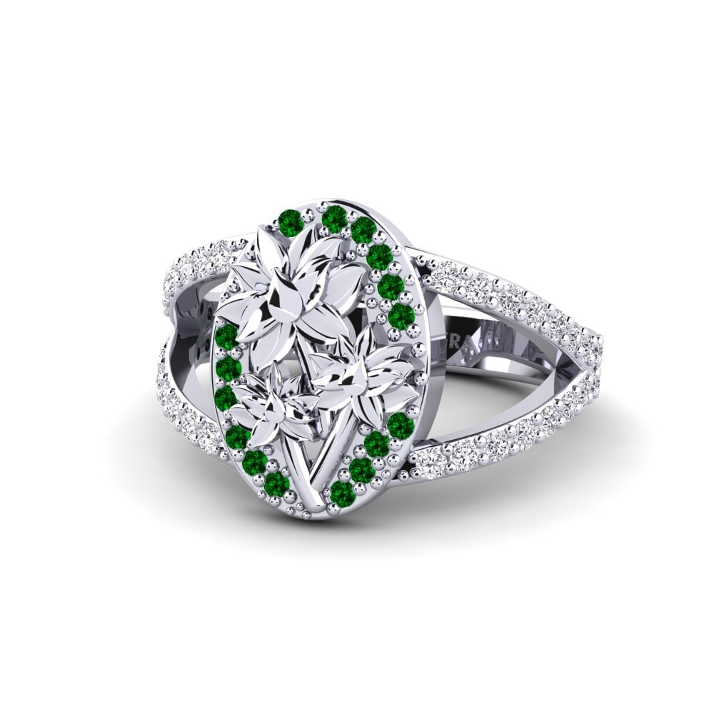 950 Palladium Green Zirconia Ring Alpia