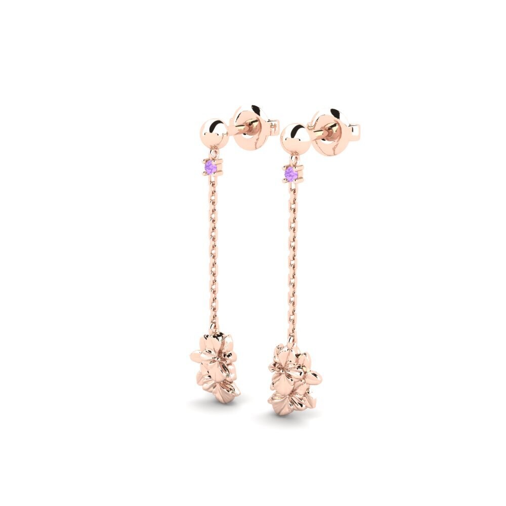 18k Oro Rosa Amatista Pendiente de mujer Beekman
