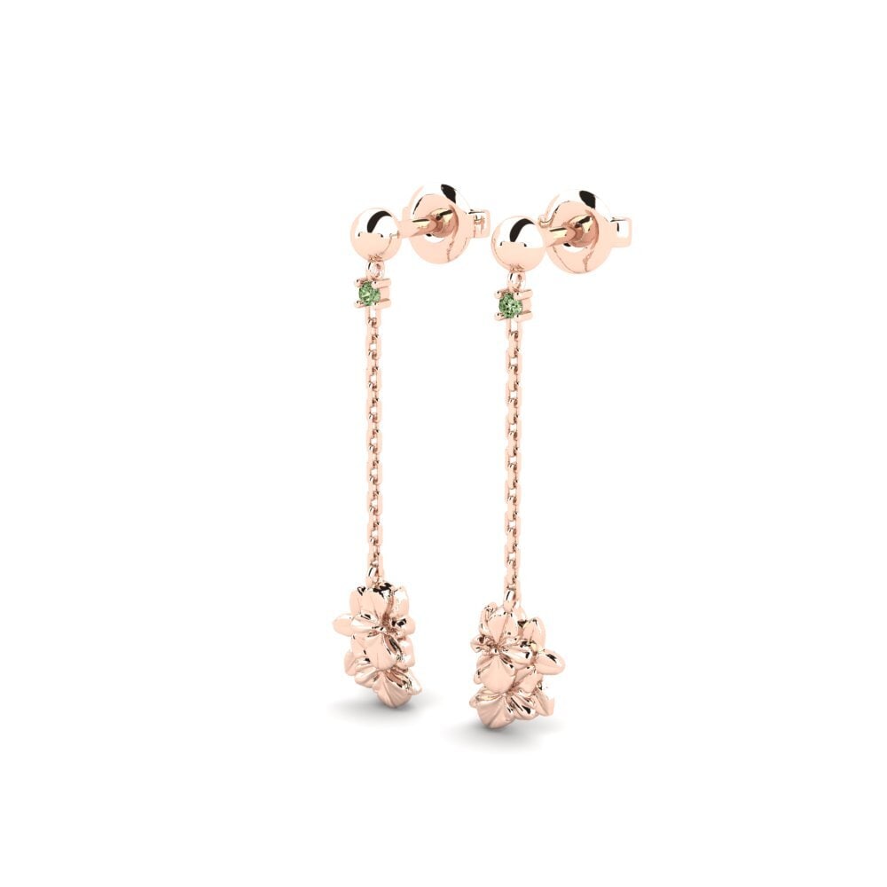 14ct Rose Gold Green Diamond Women's Earring Beekman