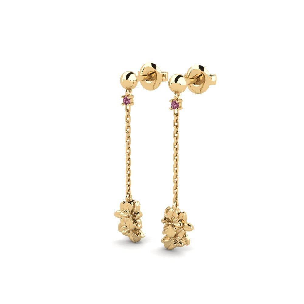 14k Oro Amarillo Granate Rhodolite Pendiente de mujer Beekman