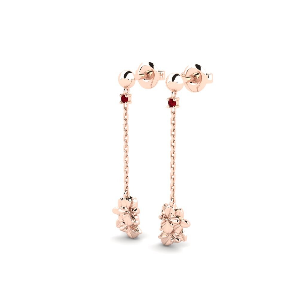14ct Rose Gold Red Zirconia Women's Earring Beekman