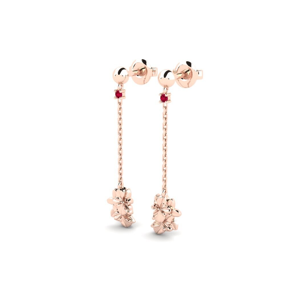 18k Oro Rosa Rubí Pendiente de mujer Beekman