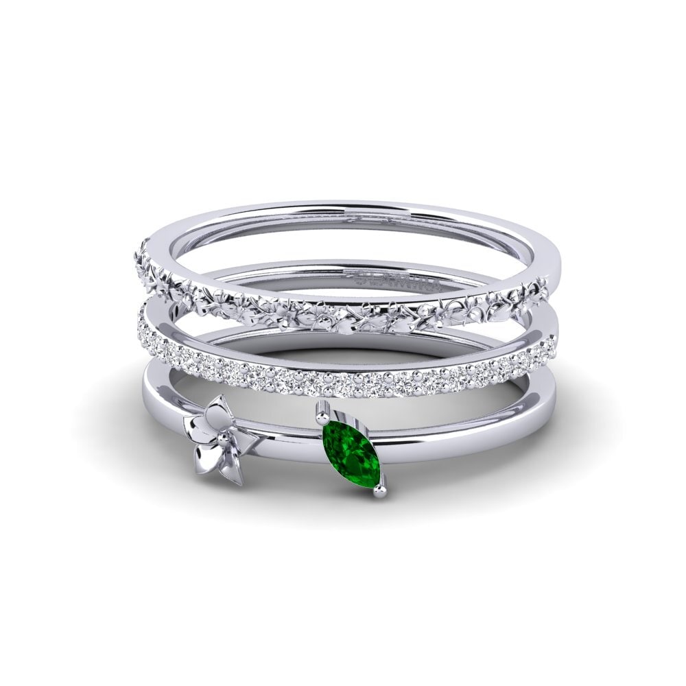 950 Palladium Green Zirconia Ring Bleecker - SET