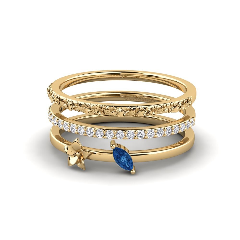 Dark Blue Zirconia Ring Bleecker - SET