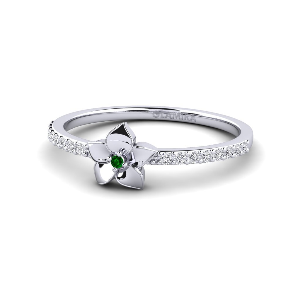950 Palladium Green Zirconia Ring Bloomony
