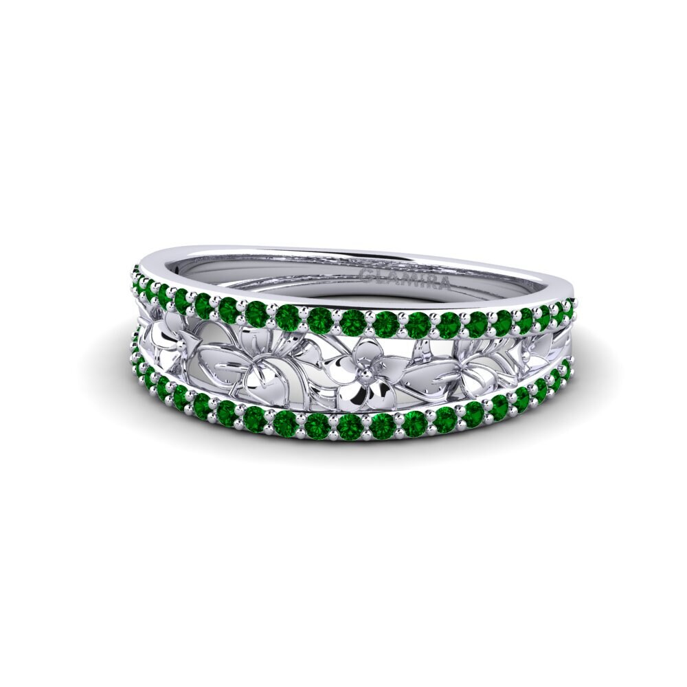950 Palladium Green Zirconia Ring Bowery