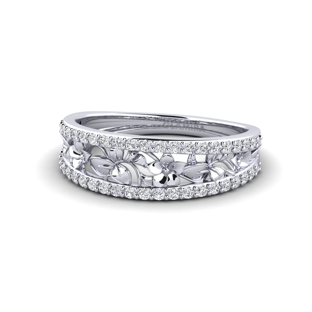 14k Oro Blanco Anillo Bowery