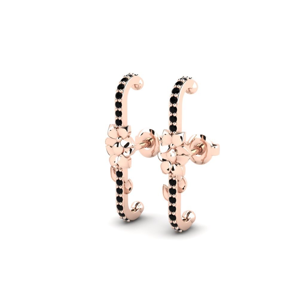14ct Rose Gold Black Sapphire Women's Earring Brutonne