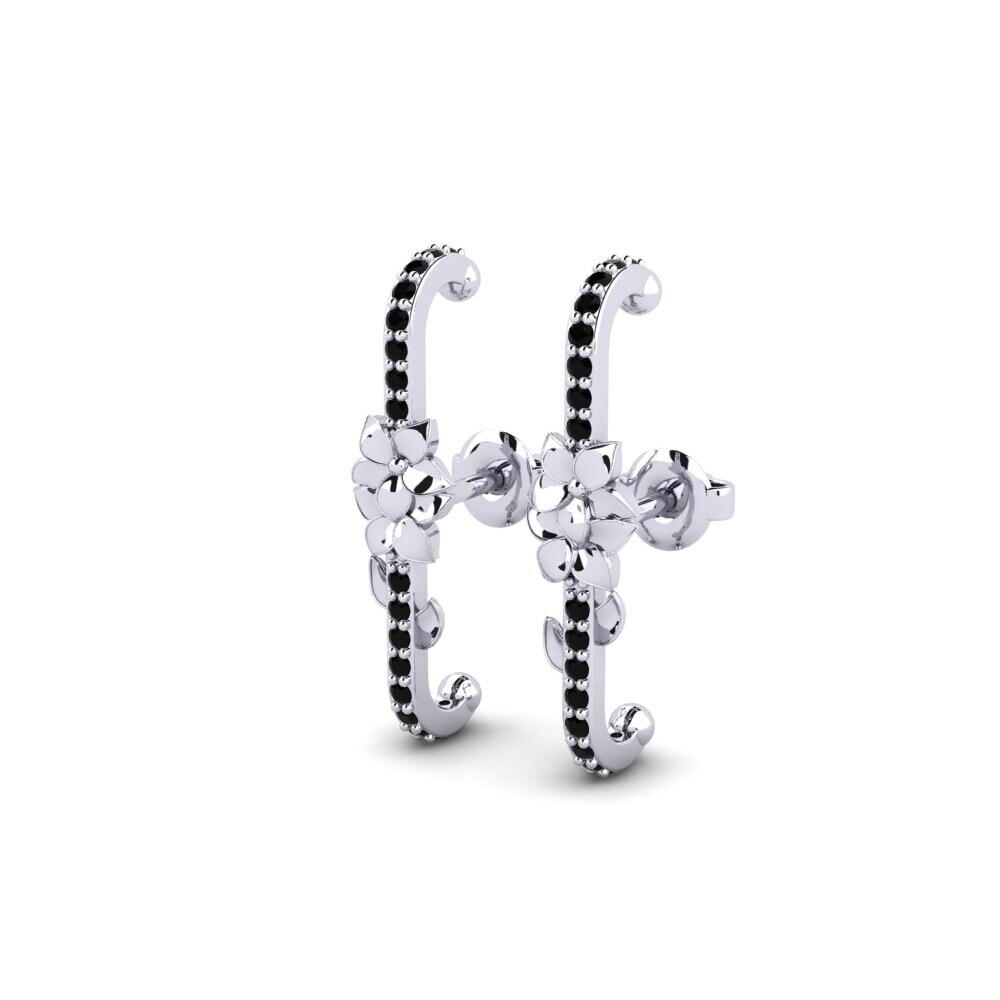 950 Platinum Black Sapphire Women's Earring Brutonne