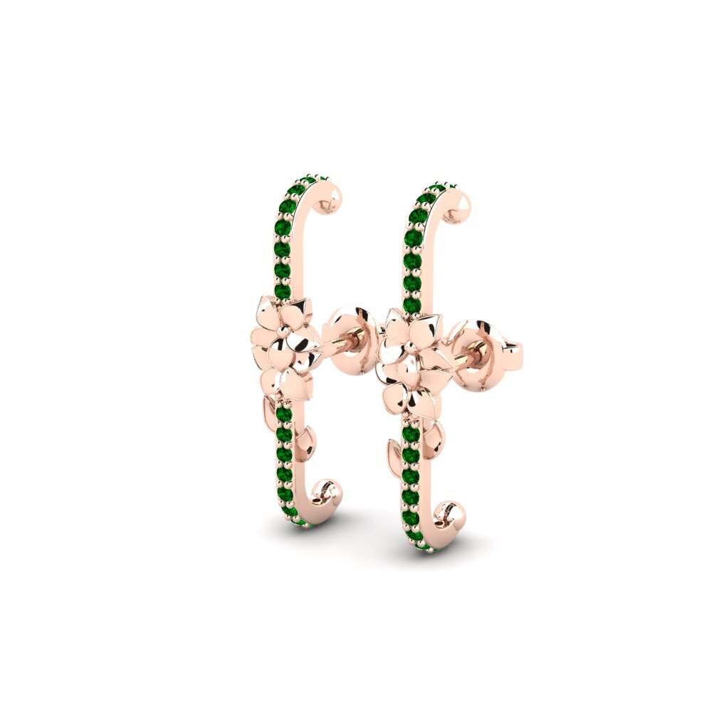 18k Oro Rosa Circonita Verde Pendiente de mujer Brutonne