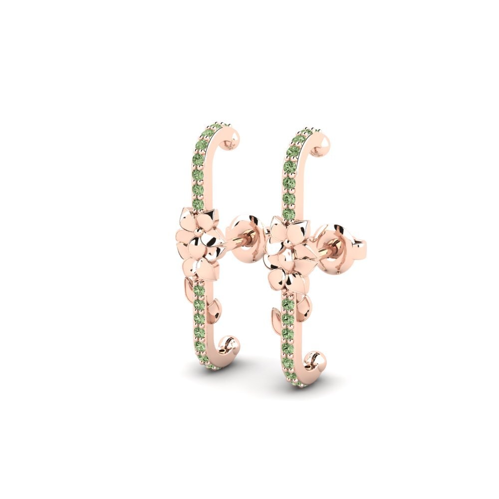 14ct Rose Gold Green Diamond Women's Earring Brutonne