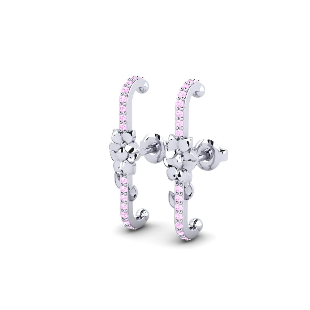 Palladium 950 Saphir Rose Boucle d'oreille femme Brutonne
