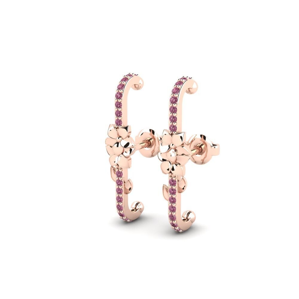 14ct Rose Gold Rhodolite Garnet Women's Earring Brutonne