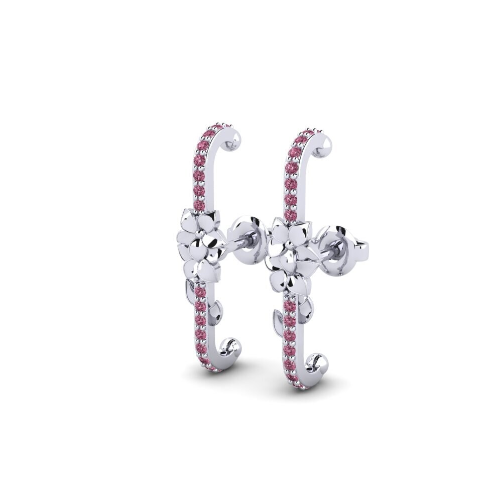 Oro Bianco 375 Granato Rodolite Orecchino da donna Brutonne