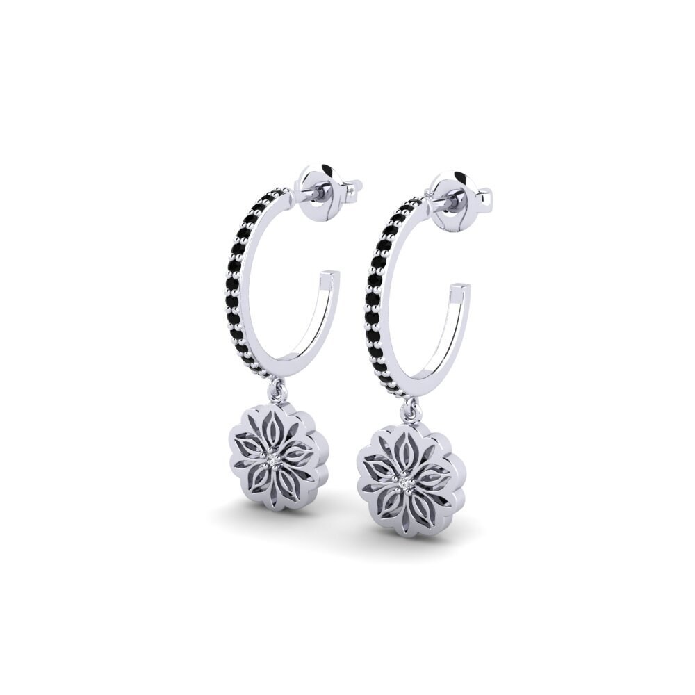 950 Platinum Black Sapphire Women's Earring Bungai