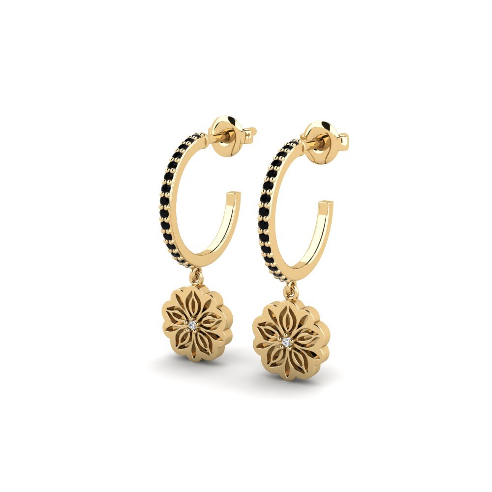Saphir noir Boucle d'oreille femme Bungai
