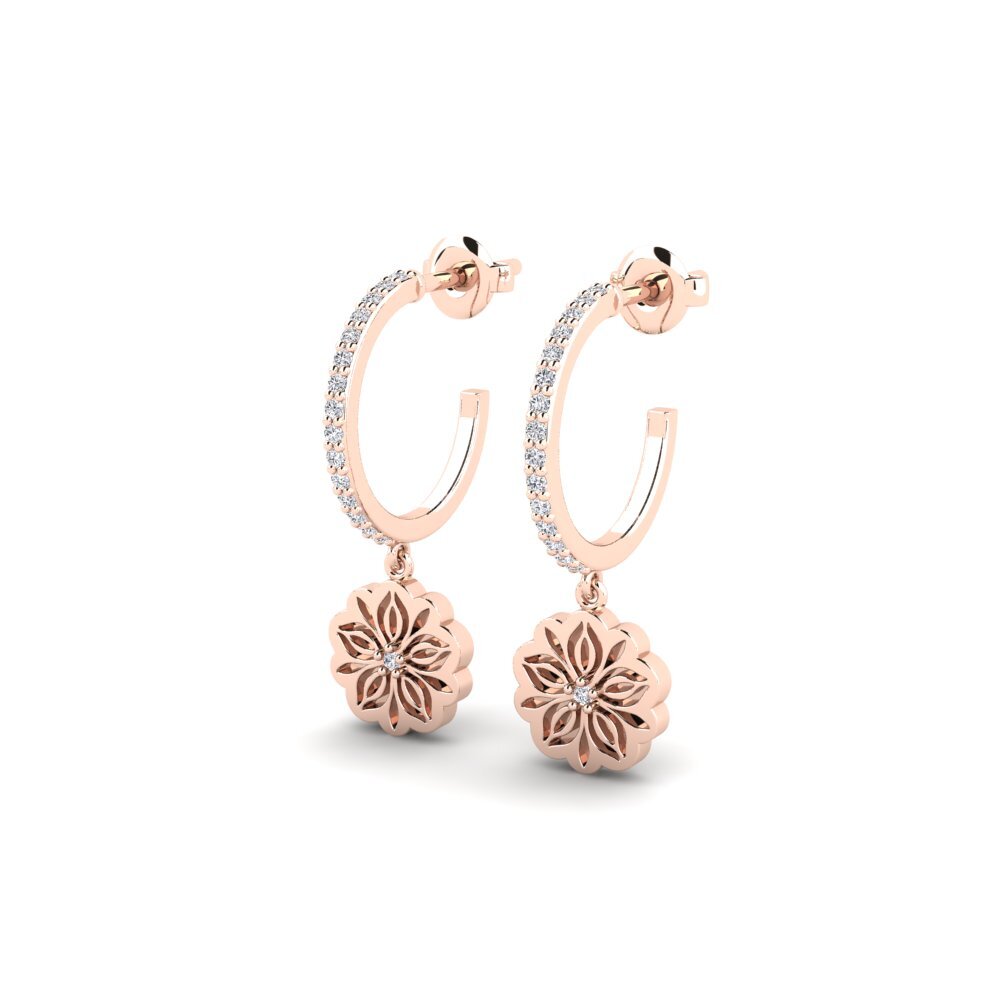 14k Oro Rosa Pendiente de mujer Bungai