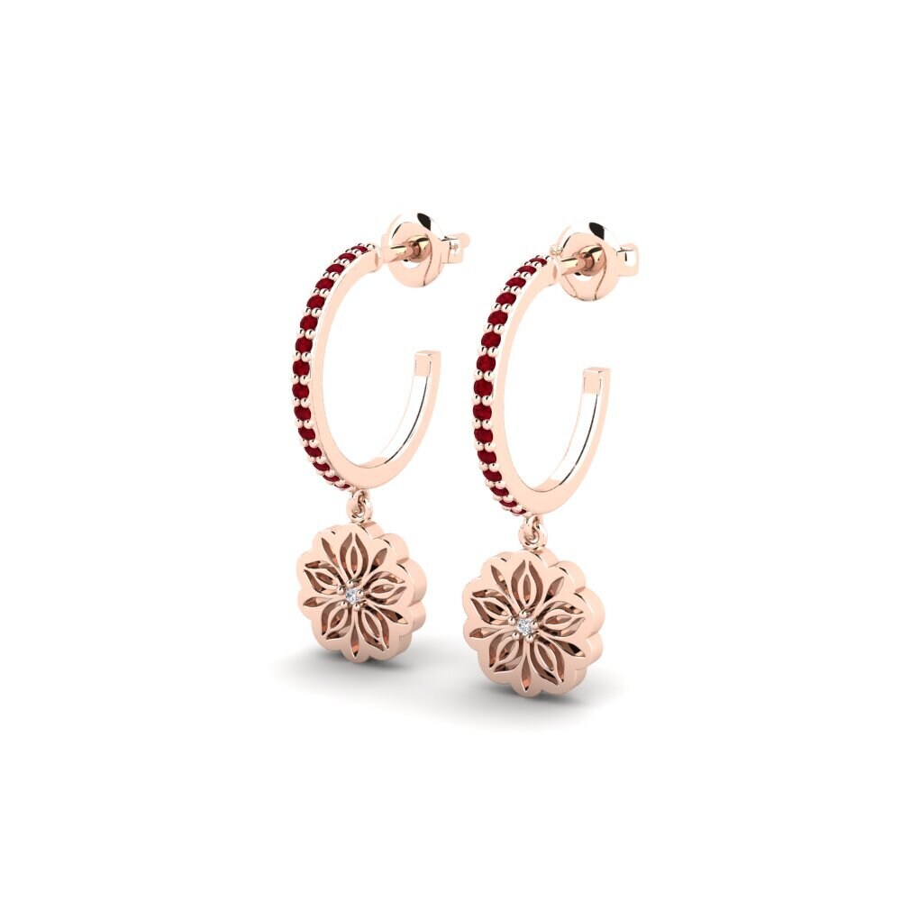 14ct Rose Gold Red Zirconia Women's Earring Bungai