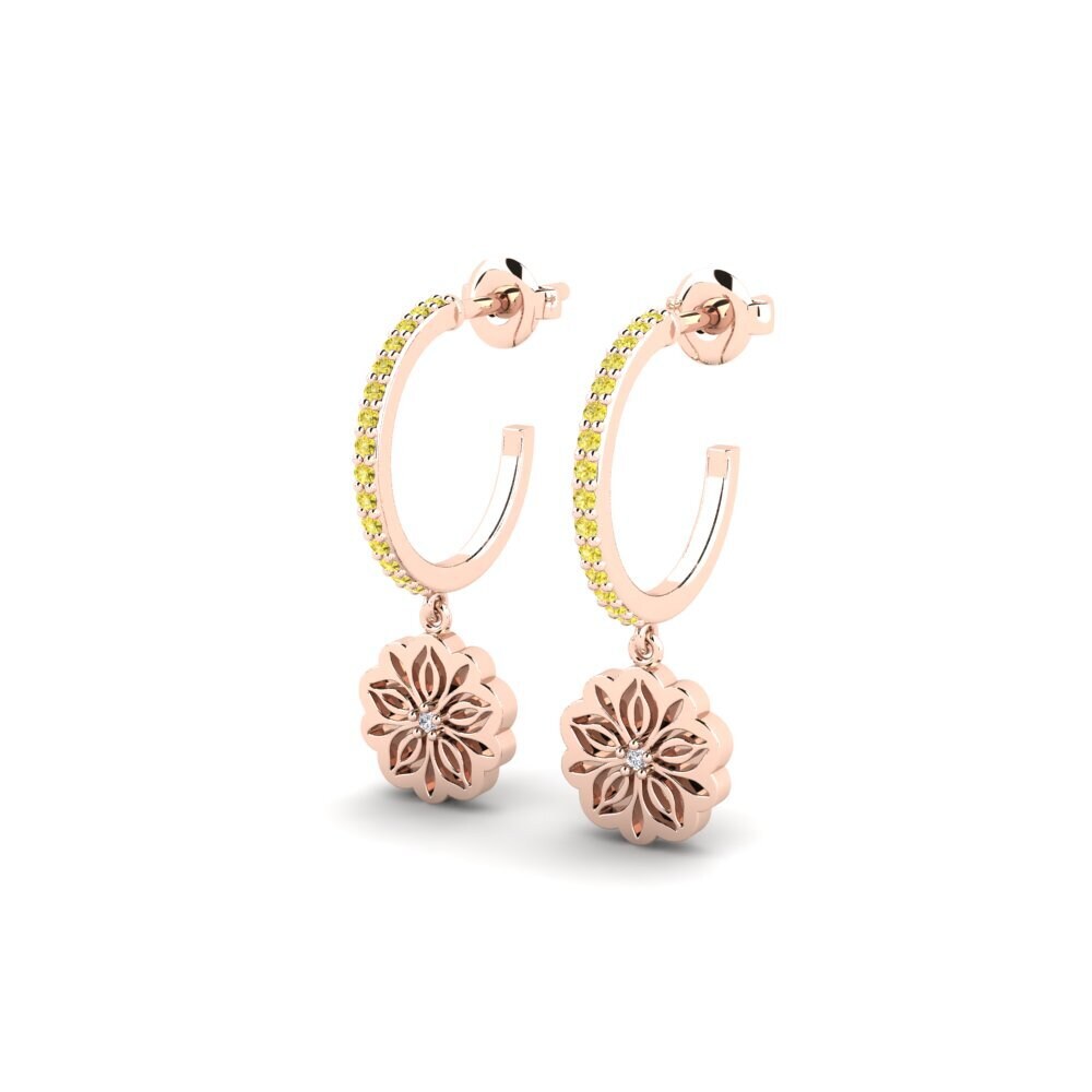18k Oro Rosa Zafiro amarillo Pendiente de mujer Bungai