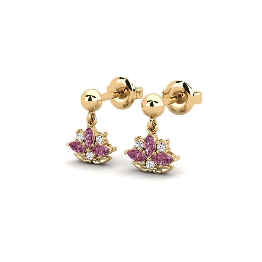 14k Oro Amarillo Granate Rhodolite Pendiente de mujer Caelamen