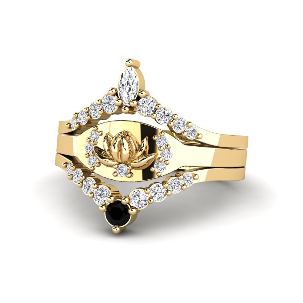 Zafiro negro Anillo Caelatura - SET