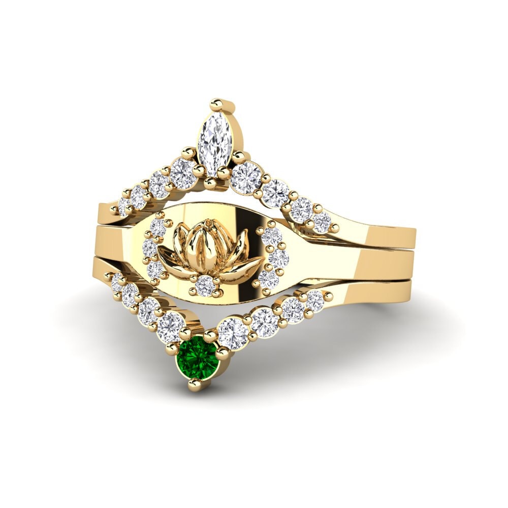 Circonita Verde Anillo Caelatura - SET