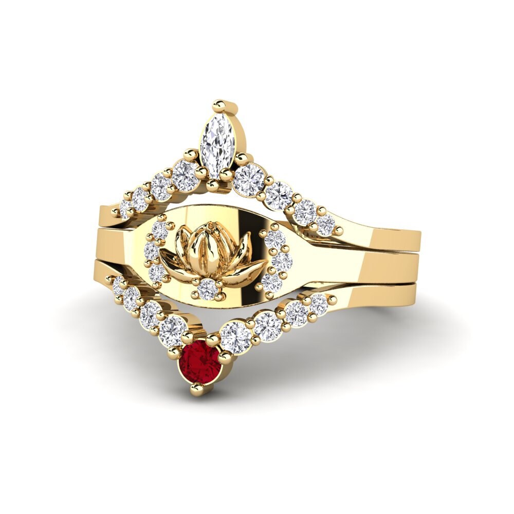 Circonita Roja Anillo Caelatura - SET