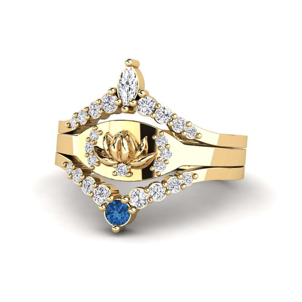 Dark Blue Zirconia Ring Caelatura - SET