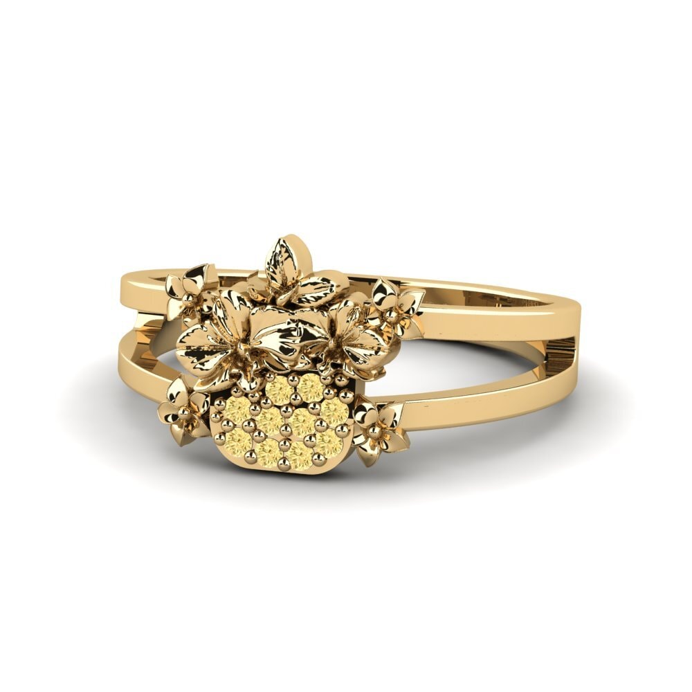 Diamante Amarillo Anillo Canal