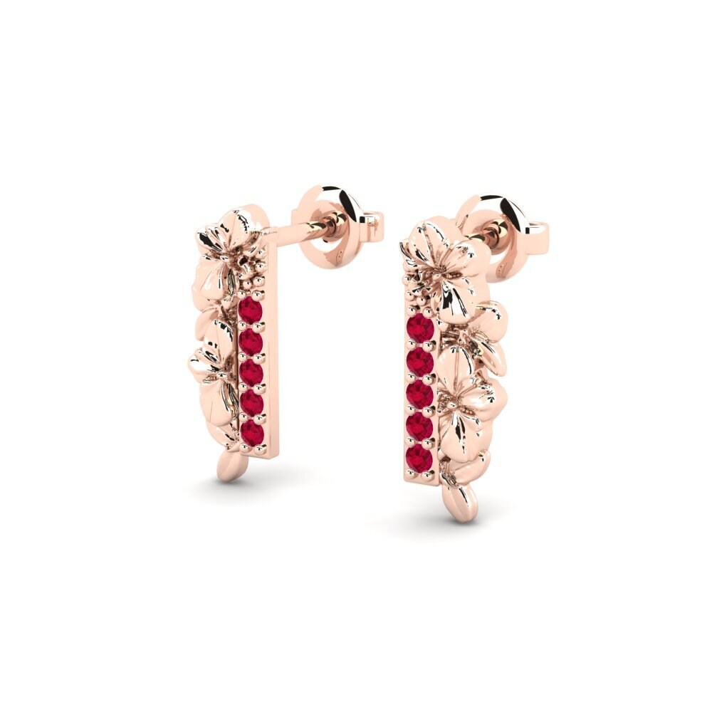 18k Oro Rosa Rubí Pendiente de mujer Chellora