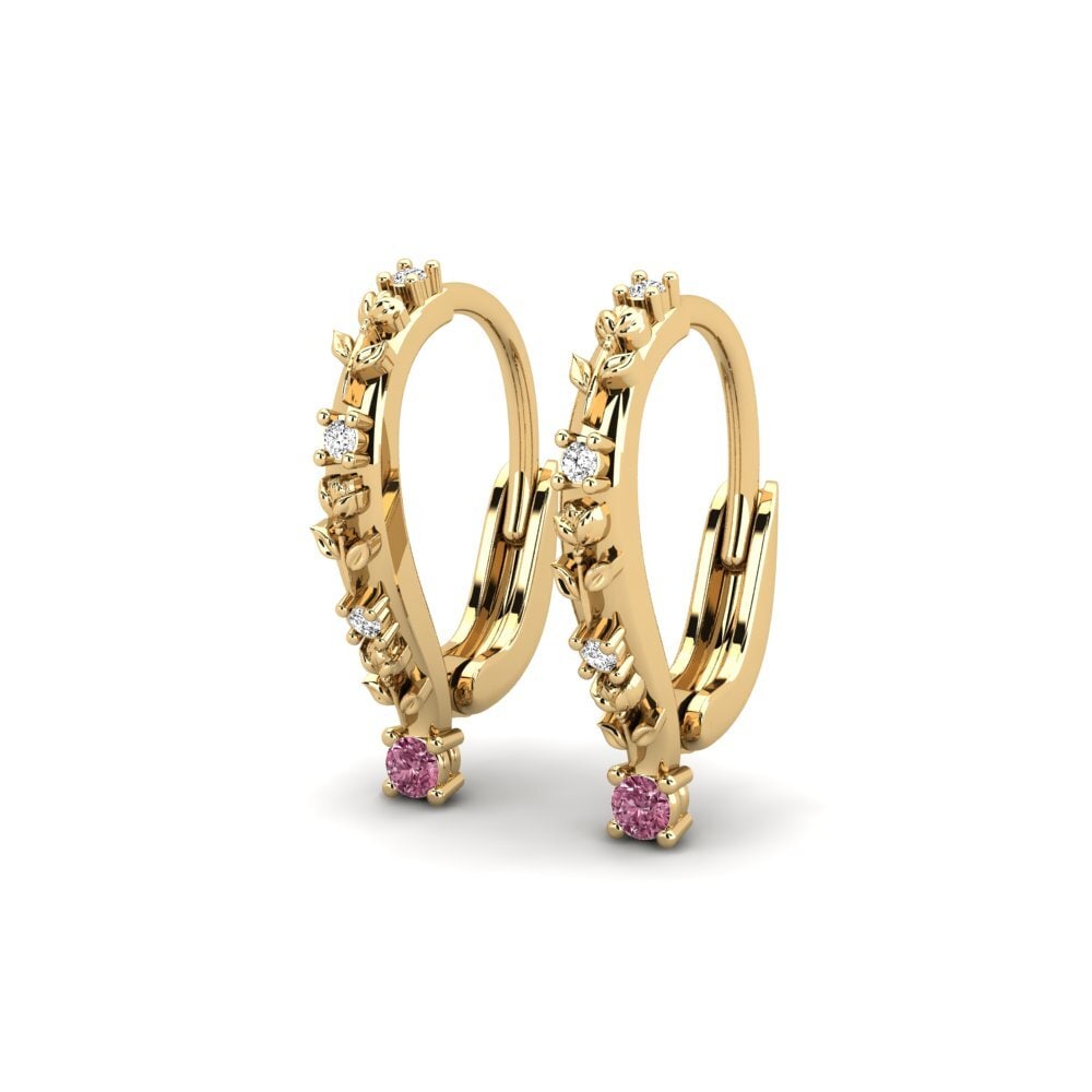 14k Oro Amarillo Granate Rhodolite Pendiente de mujer Chiselia